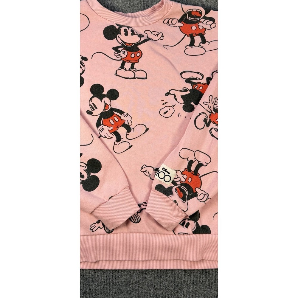 Disney 100 Mickey Mouse All Over Print Pink Crewneck Sweatshirt Women's XL - Picture 2 of 8